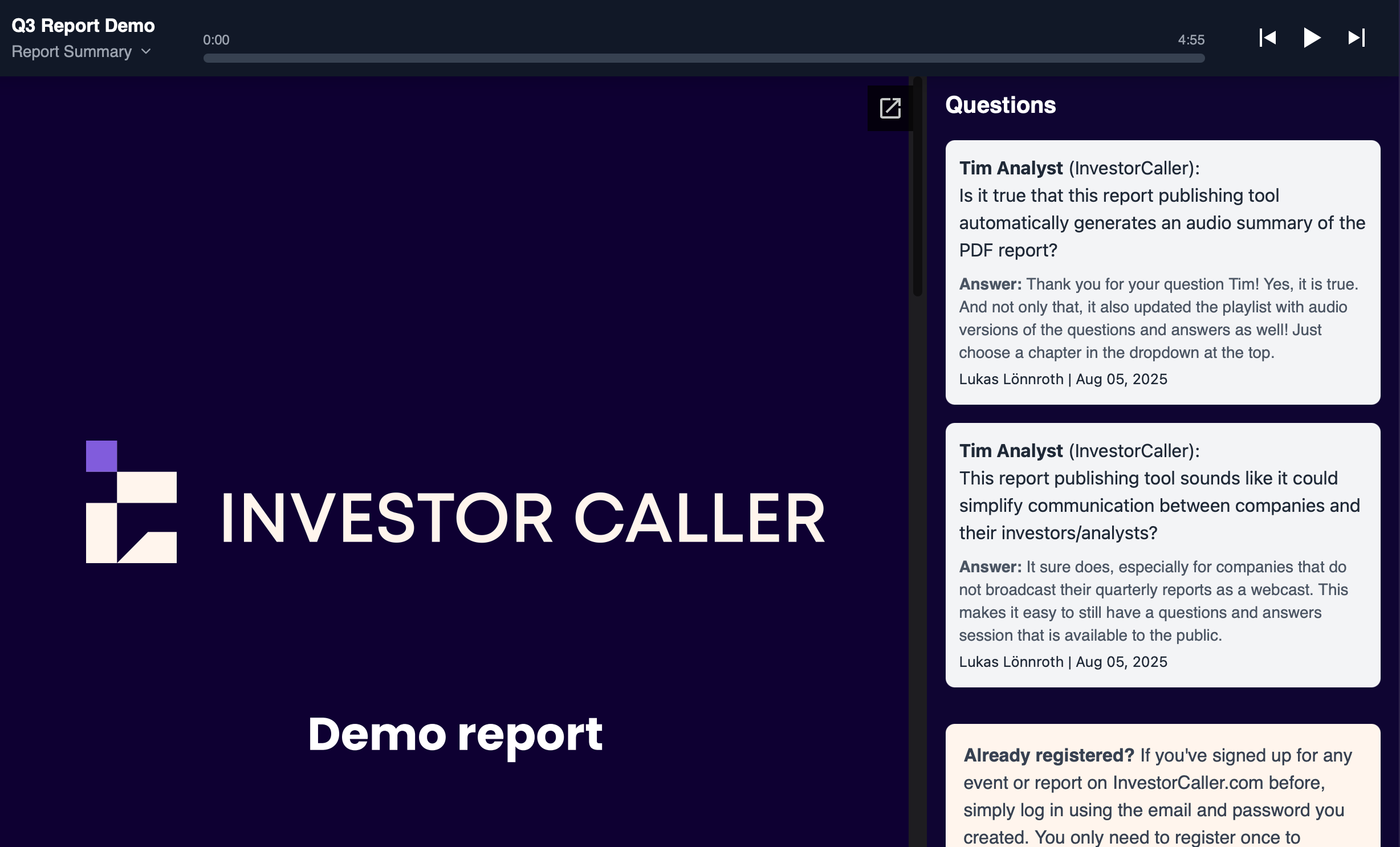 Interactive Q&A Management Interface
